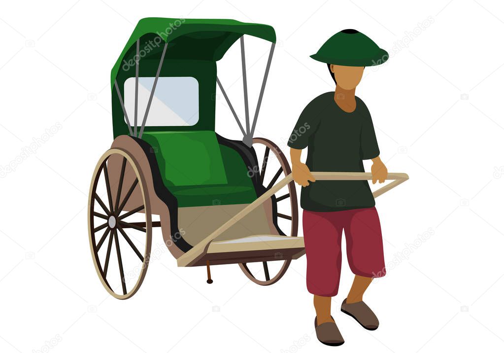 vector illustration of a cartoon character of a man with a cart