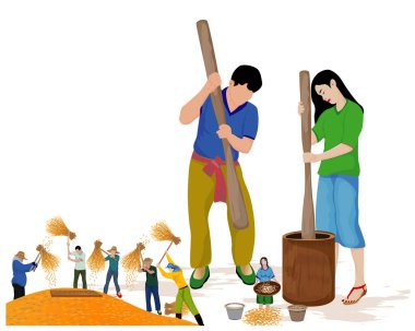 İnsanlar un buğdayı yapıyorlar. 