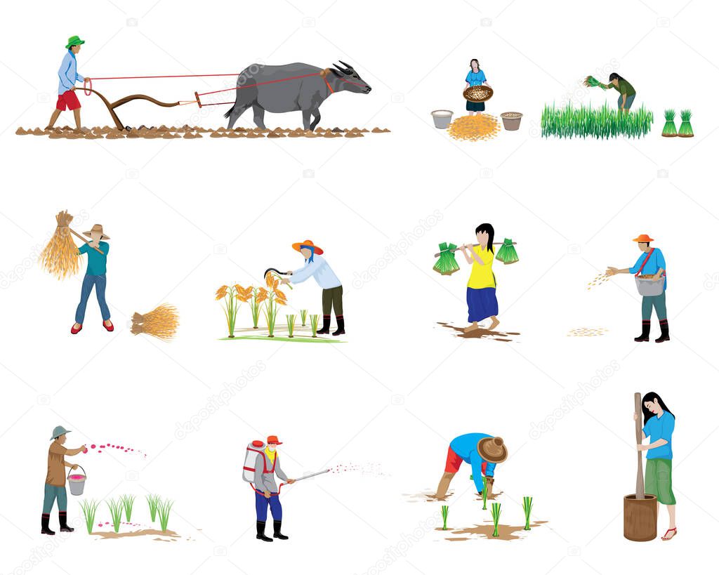 set of people farmers vector illustration 