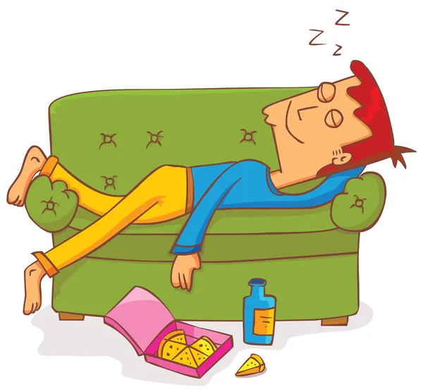 Lying and sleeping on sofa — Stock Vector