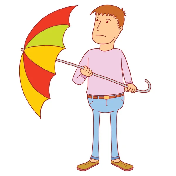 Homme Tenant Parapluie — Image vectorielle