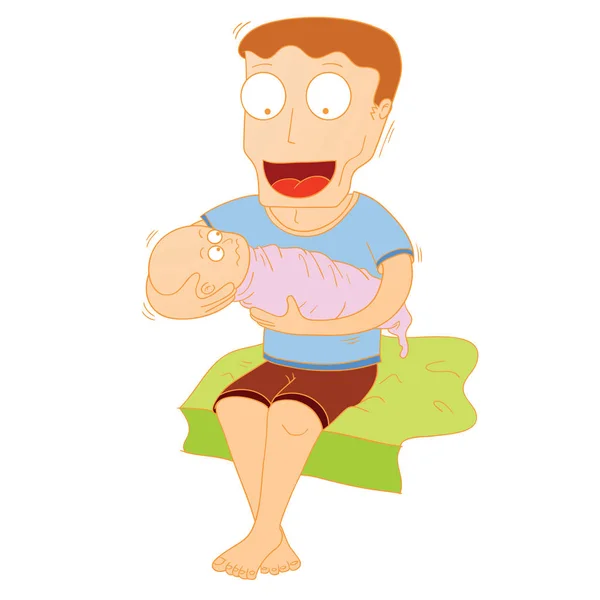 Άνθρωπος Κάθεται Μωρό Του — Διανυσματικό Αρχείο