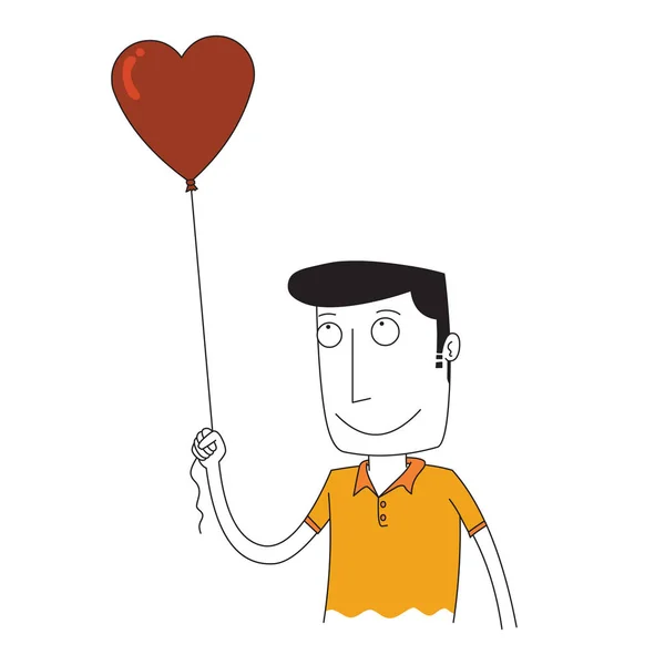 Bărbat Care Deține Balon Dragoste — Vector de stoc