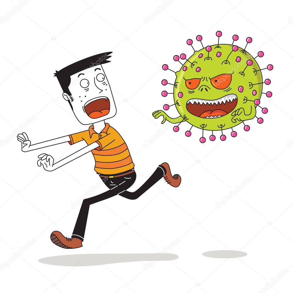 man is scared by bad ugly virus