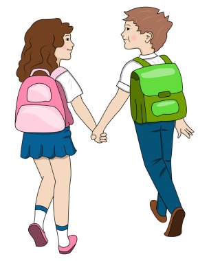  Erkek ve kız el ele tutuşurlar.