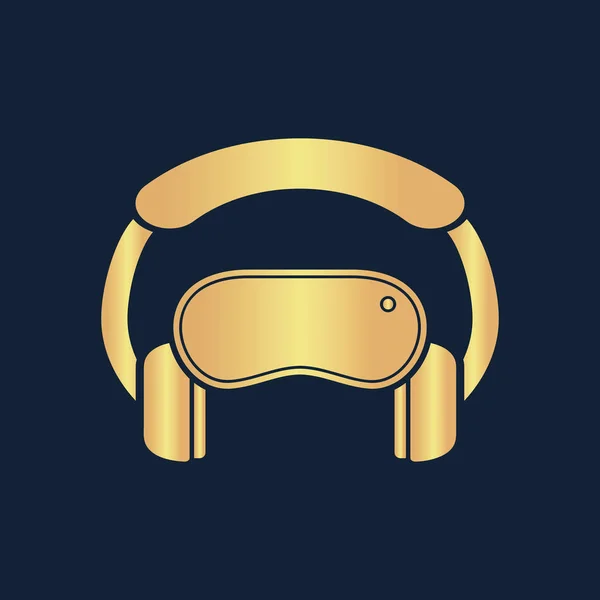 Virtual Reality Icon Flat Simple Gold Pictogram Black Background Illustration — Stock Photo, Image