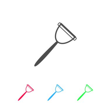 Mutfak gereçleri ikonu düz. Beyaz arkaplanda renkli resim. Vektör illüstrasyon sembolü ve bonus simgeleri