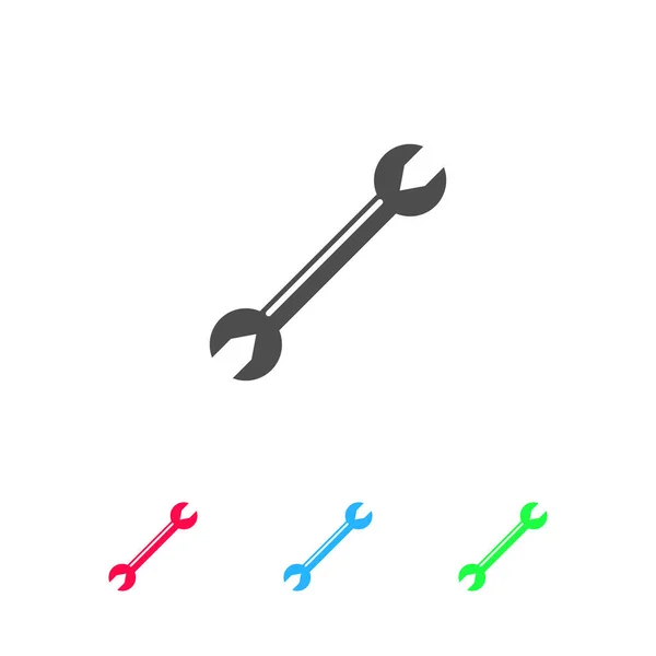 Schraubenschlüssel Ikone Flach Farbiges Piktogramm Auf Weißem Hintergrund Vektor Illustrationssymbol — Stockvektor