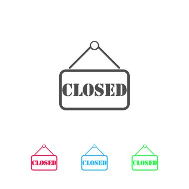 Kapalı tabak simgesi düz. Beyaz arkaplanda renkli resim. Vektör illüstrasyon sembolü ve bonus simgeleri