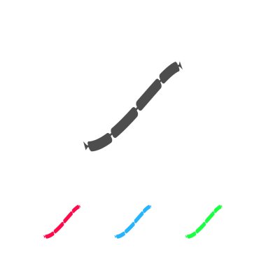 Domuz sosisi zinciri simgesi düz. Beyaz arkaplanda renkli resim. Vektör illüstrasyon sembolü ve bonus simgeleri