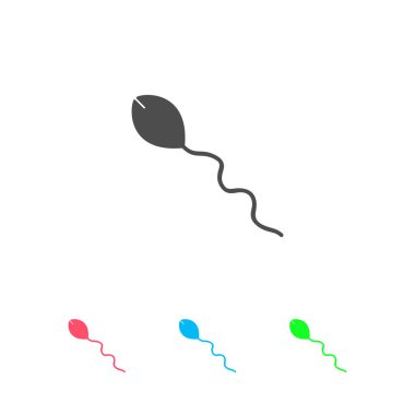 Sperm simgesi düz. Beyaz arkaplanda renkli resim. Vektör illüstrasyon sembolü ve bonus simgeleri