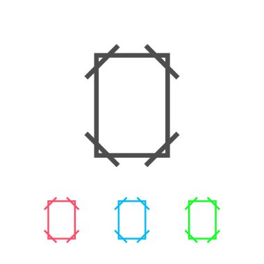 Kare simgesi düz. Beyaz arkaplanda renkli resim. Vektör illüstrasyon sembolü ve bonus simgeleri