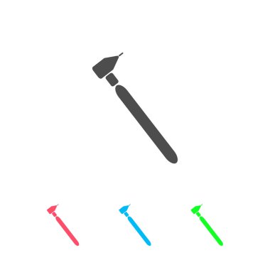 Diş sondaj makinesi simgesi düz. Beyaz arkaplanda renkli resim. Vektör illüstrasyon sembolü ve bonus simgeleri