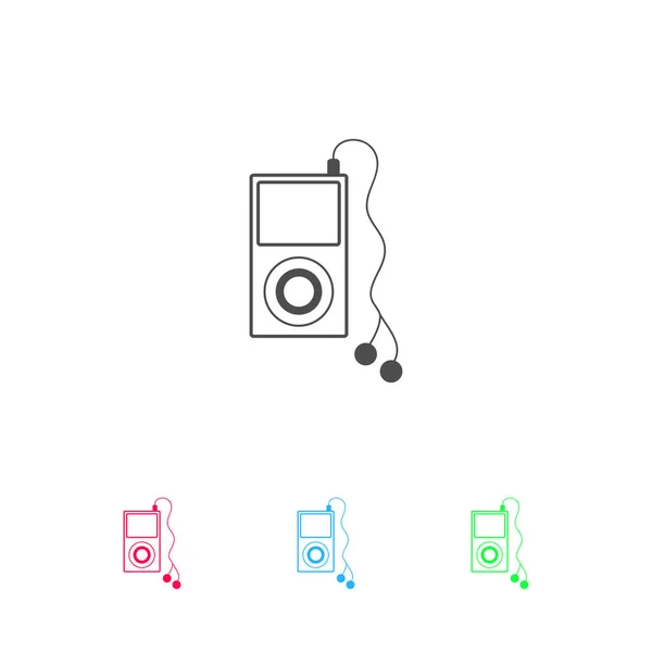 Mp3 Player Icon Flat Color Pictogram White Background Vector Illustration — Stock Vector