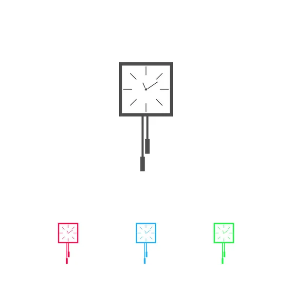 Väggur Ikonen Platt Färg Piktogram Vit Bakgrund Vektor Illustration Symbol — Stock vektor
