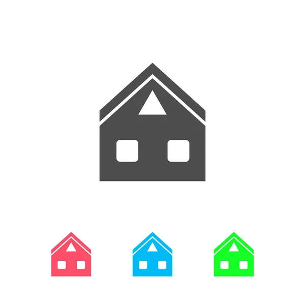 Icona Della Casa Piatta Pittogramma Colori Sfondo Bianco Simbolo Illustrazione — Vettoriale Stock
