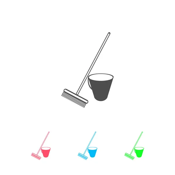 Bucket Rake Sandboxes Icon Flat Color Pictogram White Background Vector — Stock Vector