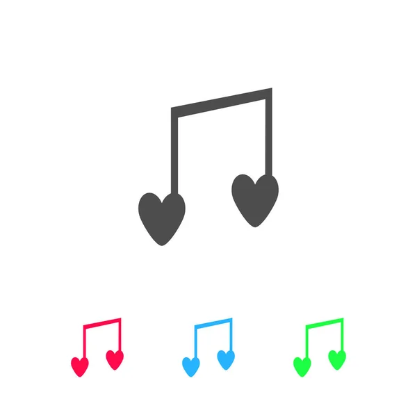 Ich Liebe Musik Ikone Flach Farbiges Piktogramm Auf Weißem Hintergrund — Stockvektor