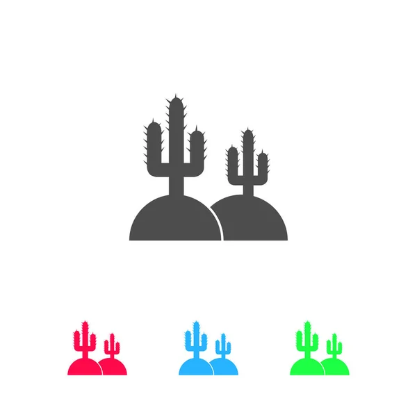 砂漠のアイコンのフラットサボテン 白い背景にカラーピクトグラム ベクターイラストのシンボルとボーナスアイコン — ストックベクタ