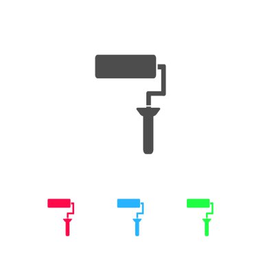 Boya silindiri simgesi düz. Beyaz arkaplanda renkli resim. Vektör illüstrasyon sembolü ve bonus simgeleri