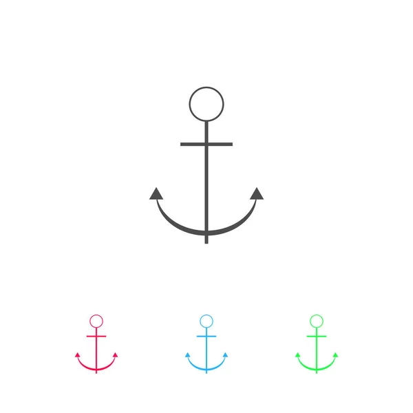 Anker Flach Farbiges Piktogramm Auf Weißem Hintergrund Vektor Illustrationssymbol Und — Stockvektor