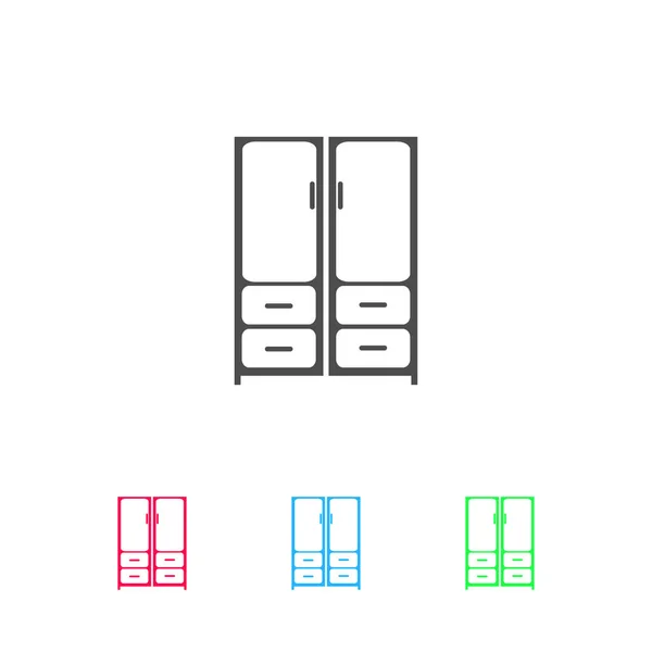 Значок Шкафа Плоский Цвет Пиктограммы Белом Фоне Символ Векторной Иллюстрации — стоковый вектор