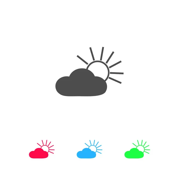 Ήλιος Σύννεφο Εικονίδιο Επίπεδη Εικονόγραμμα Χρώματος Λευκό Φόντο Εικονογράφηση Διάνυσμα — Διανυσματικό Αρχείο