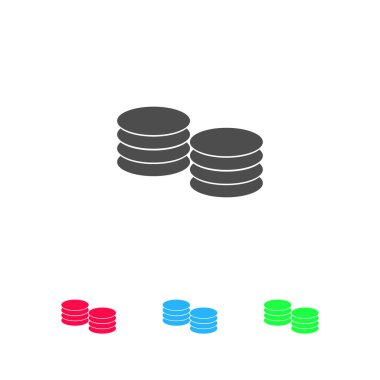 Penny ikonu düz. Beyaz arkaplanda renkli resim. Vektör illüstrasyon sembolü ve bonus simgeleri