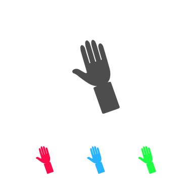 El ikonu düz. Beyaz arkaplanda renkli resim. Vektör illüstrasyon sembolü ve bonus simgeleri