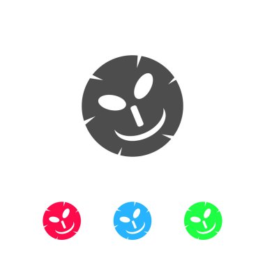 Kozmetik maske simgesi düz. Beyaz arkaplanda renkli resim. Vektör illüstrasyon sembolü ve bonus simgeleri