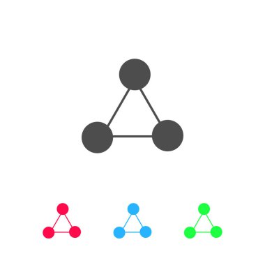 Molekül simgesi düz. Beyaz arkaplanda renkli resim. Vektör illüstrasyon sembolü ve bonus simgeleri