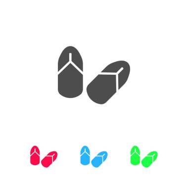 Terlik ikonu düz. Beyaz arkaplanda renkli resim. Vektör illüstrasyon sembolü ve bonus simgeleri