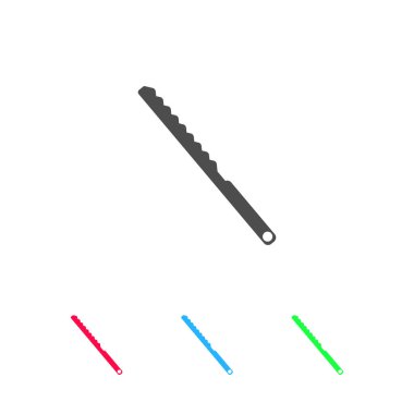 Ekmek bıçağı simgesi düz. Beyaz arkaplanda renkli resim. Vektör illüstrasyon sembolü ve bonus simgeleri