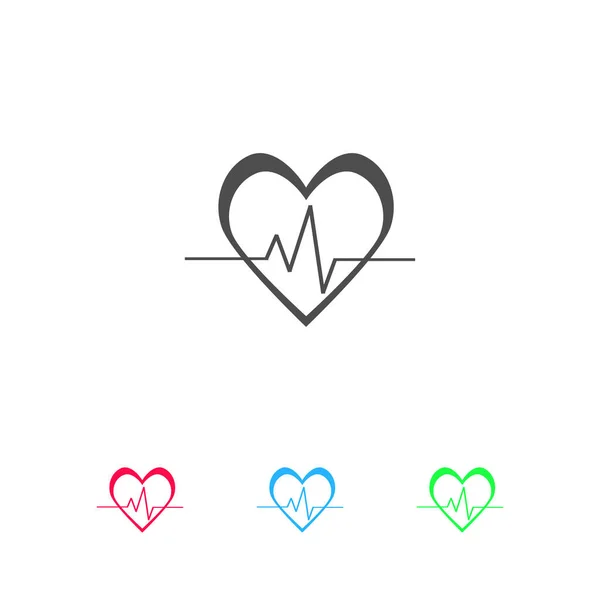 Icono Del Latido Del Corazón Plano Pictograma Color Sobre Fondo — Vector de stock