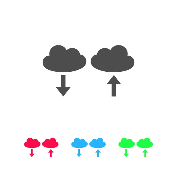 Cloud Scaricare Caricare Icona Piatta Pittogramma Colori Sfondo Bianco Simbolo — Vettoriale Stock