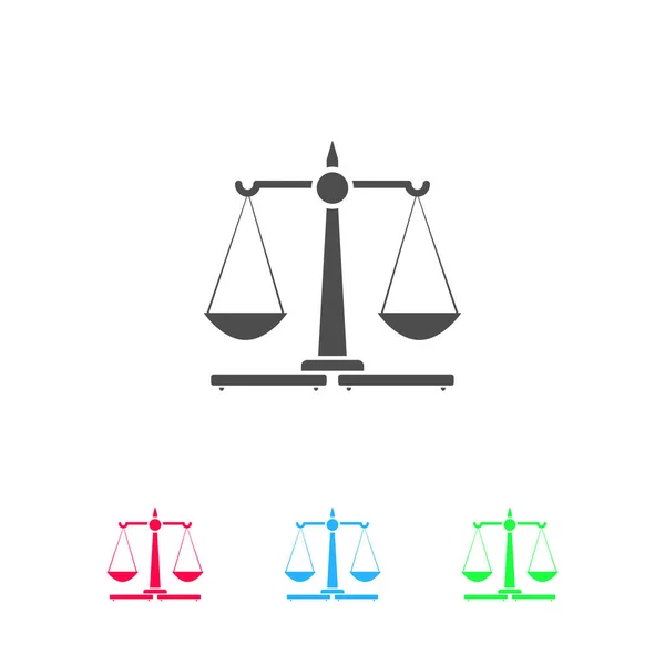 Gerechtigkeitsskala Ikone Flach Farbiges Piktogramm Auf Weißem Hintergrund Vektor Illustrationssymbol — Stockvektor