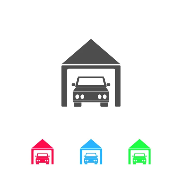 Ikona Garażu Samochodowego Kolorowy Piktogram Białym Tle Symbol Ilustracji Wektora — Wektor stockowy