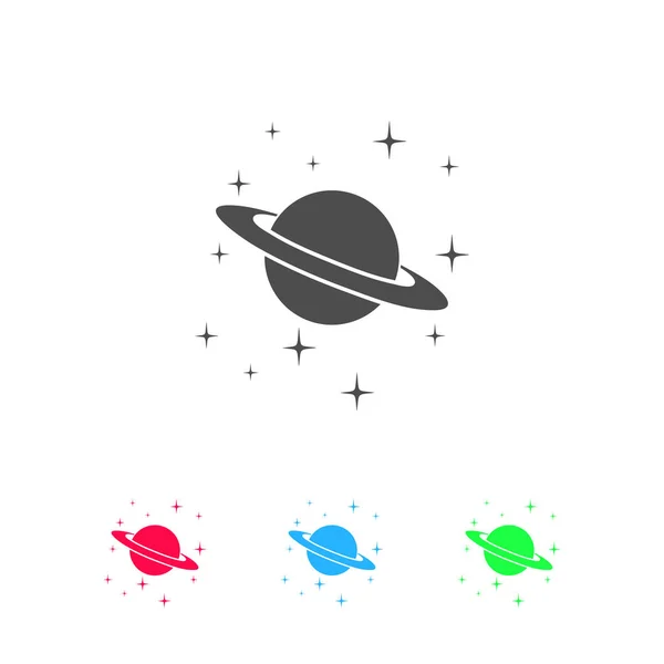 Icoana Planetei Saturn Plat Pictograma Culoare Fundal Alb Simbolul Ilustrației — Vector de stoc