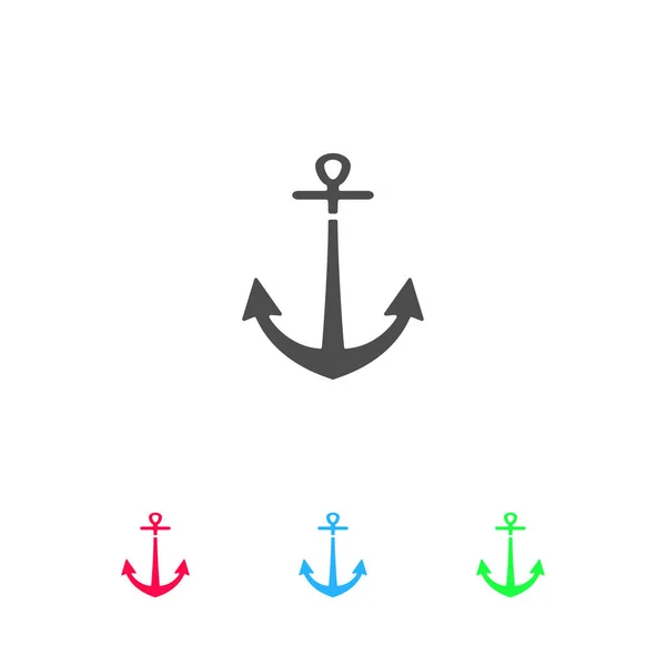 Anchor Icon Flat Color Pictogram White Background Vector Illustration Symbol — Stock Vector