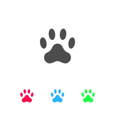 Pençe simgesi düz. Beyaz arkaplanda renkli resim. Vektör illüstrasyon sembolü ve bonus simgeleri