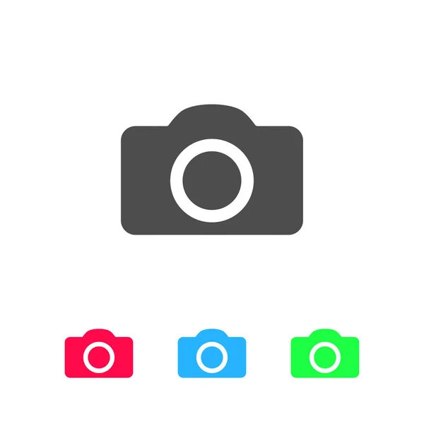 Camera Icon Flat Color Pictogram White Background Vector Illustration Symbol — Stock Vector