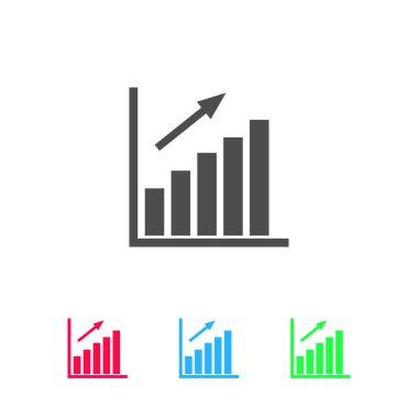 Grafik çizelgesi simgesi düz. Beyaz arkaplanda renkli resim. Vektör illüstrasyon sembolü ve bonus simgeleri