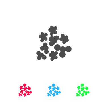 Patlamış mısır ikonu. Beyaz arkaplanda renkli resim. Vektör illüstrasyon sembolü ve bonus simgeleri