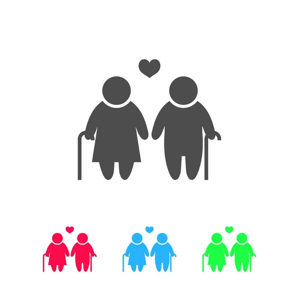 Pareja Edad Les Encanta Gente Icono Plano Pictograma Color Sobre — Vector de stock