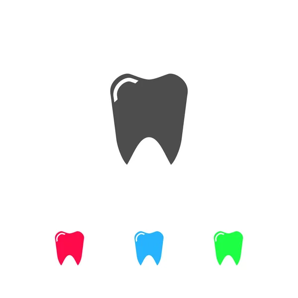 牙齿图标扁平 白色背景上的彩色象形文字 矢量图解符号和加法图标 — 图库矢量图片
