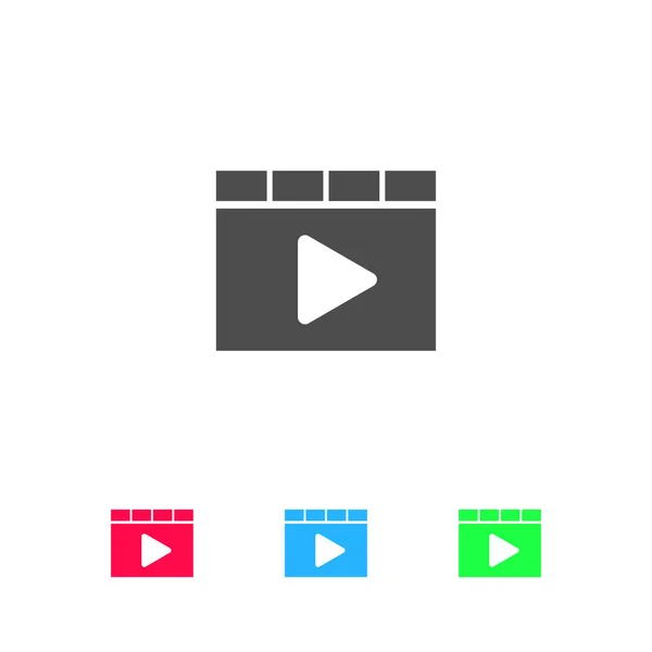 Ikona Odtwarzacza Wideo Przeglądarce Płaska Kolorowy Piktogram Białym Tle Symbol — Wektor stockowy