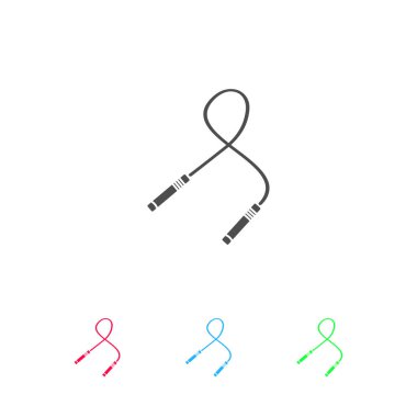 İp atlama ikonu düz. Beyaz arkaplanda renkli resim. Vektör illüstrasyon sembolü ve bonus simgeleri