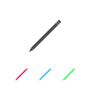 Kalem simgesi düz. Beyaz arkaplanda renkli resim. Vektör illüstrasyon sembolü ve bonus simgeleri