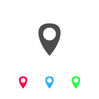 İşaret simgesi düz. Beyaz arkaplanda renkli resim. Vektör illüstrasyon sembolü ve bonus simgeleri