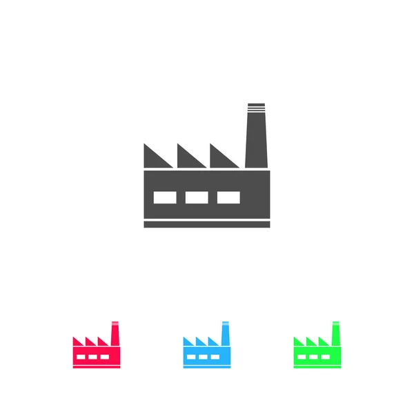 Icône Usine Plat Pictogramme Couleur Sur Fond Blanc Symbole Illustration — Image vectorielle